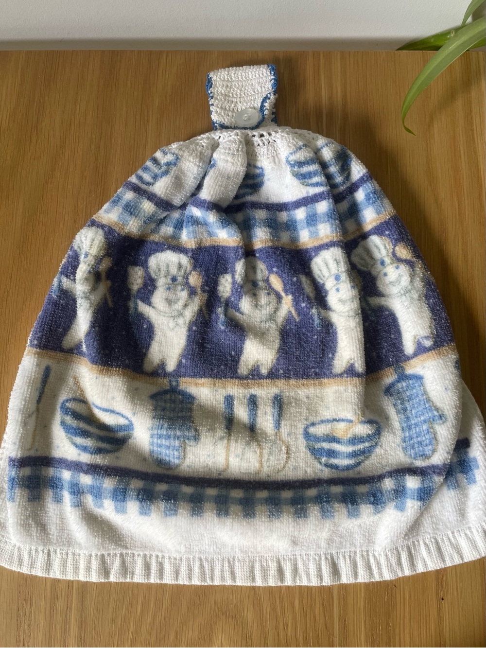 Vintage Pillsbury Doughboy Crocheted Top Kitchen Hanging Towel